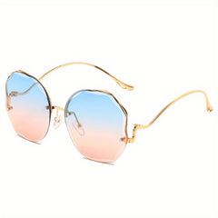 Oversize Polygon Rimless Sunglasses For Women