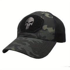 Camouflage Baseball Cap Skull Embroidery Patch Tactical Mesh Trucker Hat
