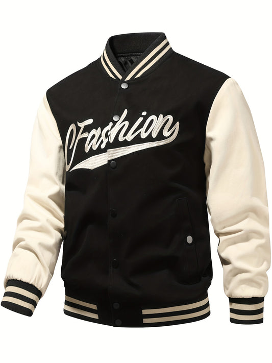 Letter Embroidered Men's Baseball Jacket