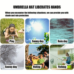 OUYALINE Foldable UV Protection Head Mounted Umbrella for Outdoor