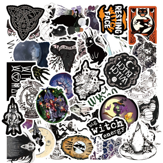 50pcs Witch Doodle Waterproof Stickers DIY Creative Toys For Notebook Luggage
