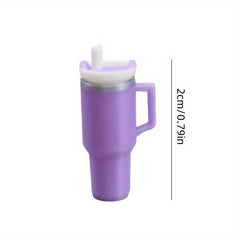 1/12 Mini Thermal Cup with Straw Dollhouse Kitchen Accessory (Orange)