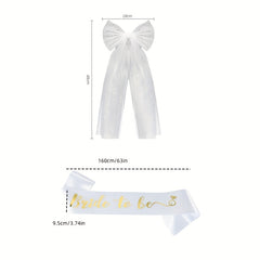 Pearl Bow & Tulle Ribbon Bridal Headpiece Set