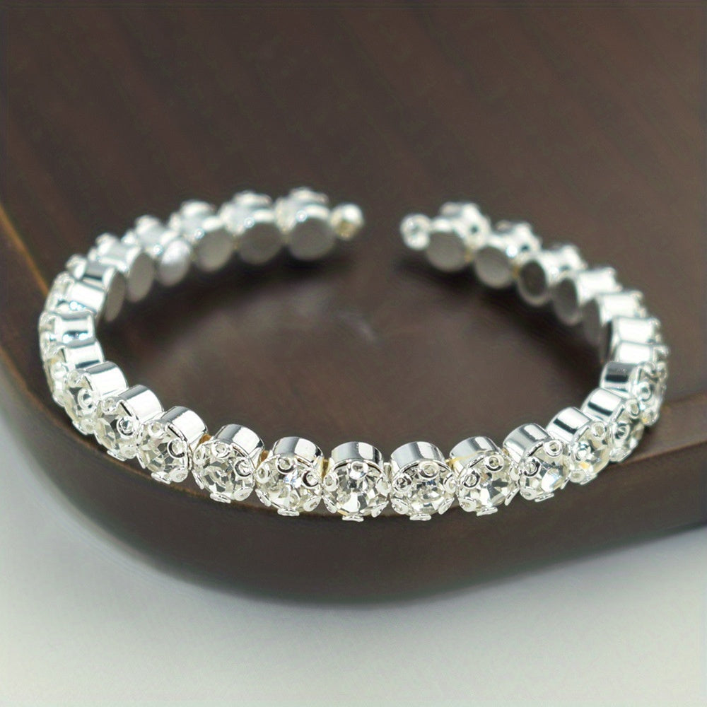 Rhinestone Inlaid Bridal Bangle Bracelet