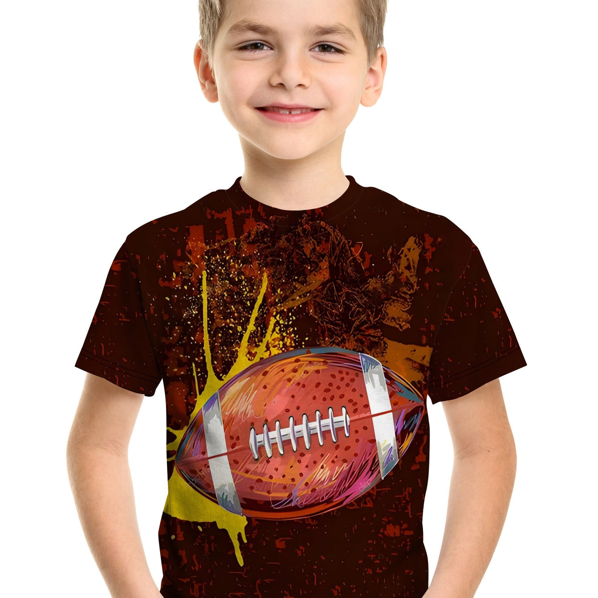 Football 3D Print Boy's Casual Tees Short Sleeve Crew Neck
