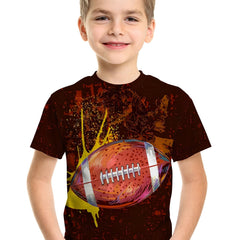 Football 3D Print Boy's Casual Tees Short Sleeve Crew Neck