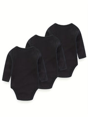 3Pcs Spring Autumn Unisex Long Sleeve Baby Bodysuits