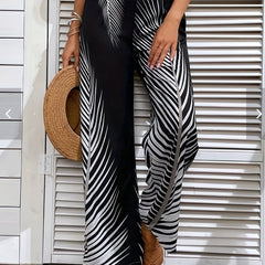  Tropical Print Wide Leg Trousers