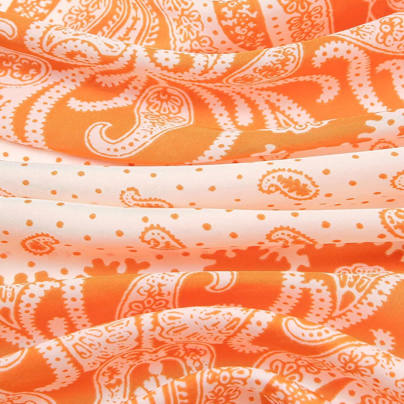 Orange Paisley Print Bandana Square Scarf Neckerchief Head Wrap Hair Accessory