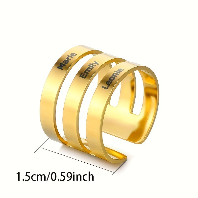 316L Stainless Steel 18k Plated Hallow Ring Customized Jewelry