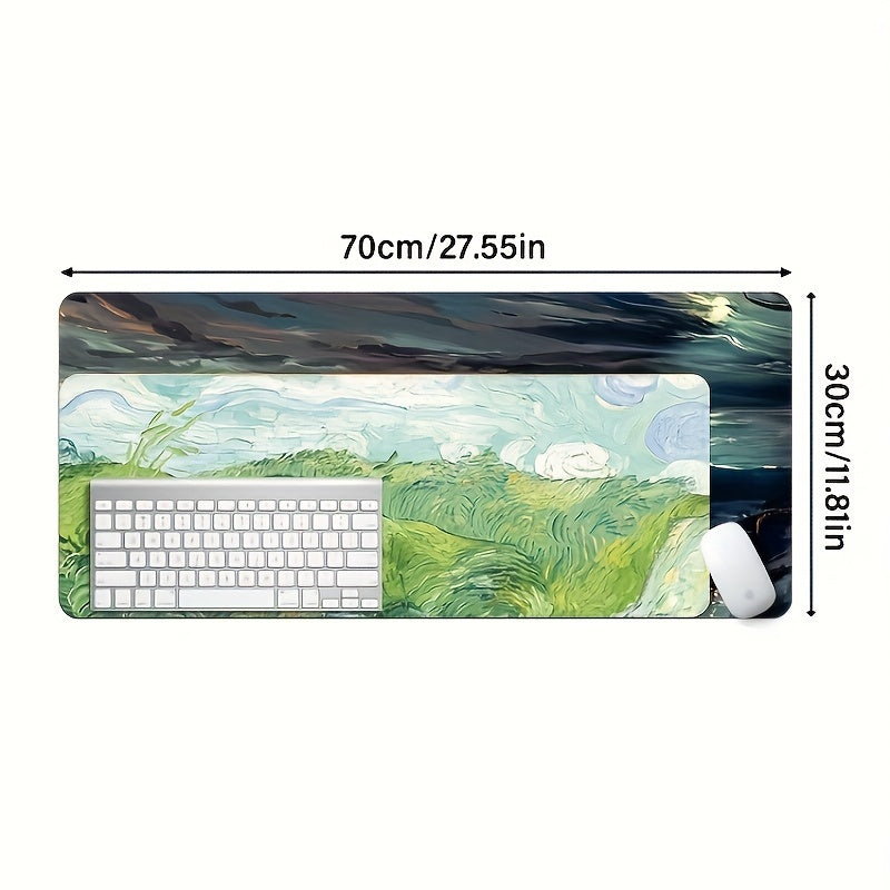 Landscape Painting Oversized Mouse Pad Retro Art Table Pad