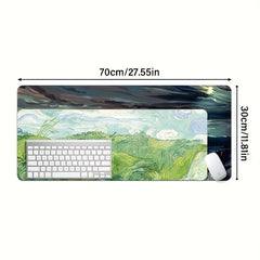 Landscape Painting Oversized Mouse Pad Retro Art Table Pad