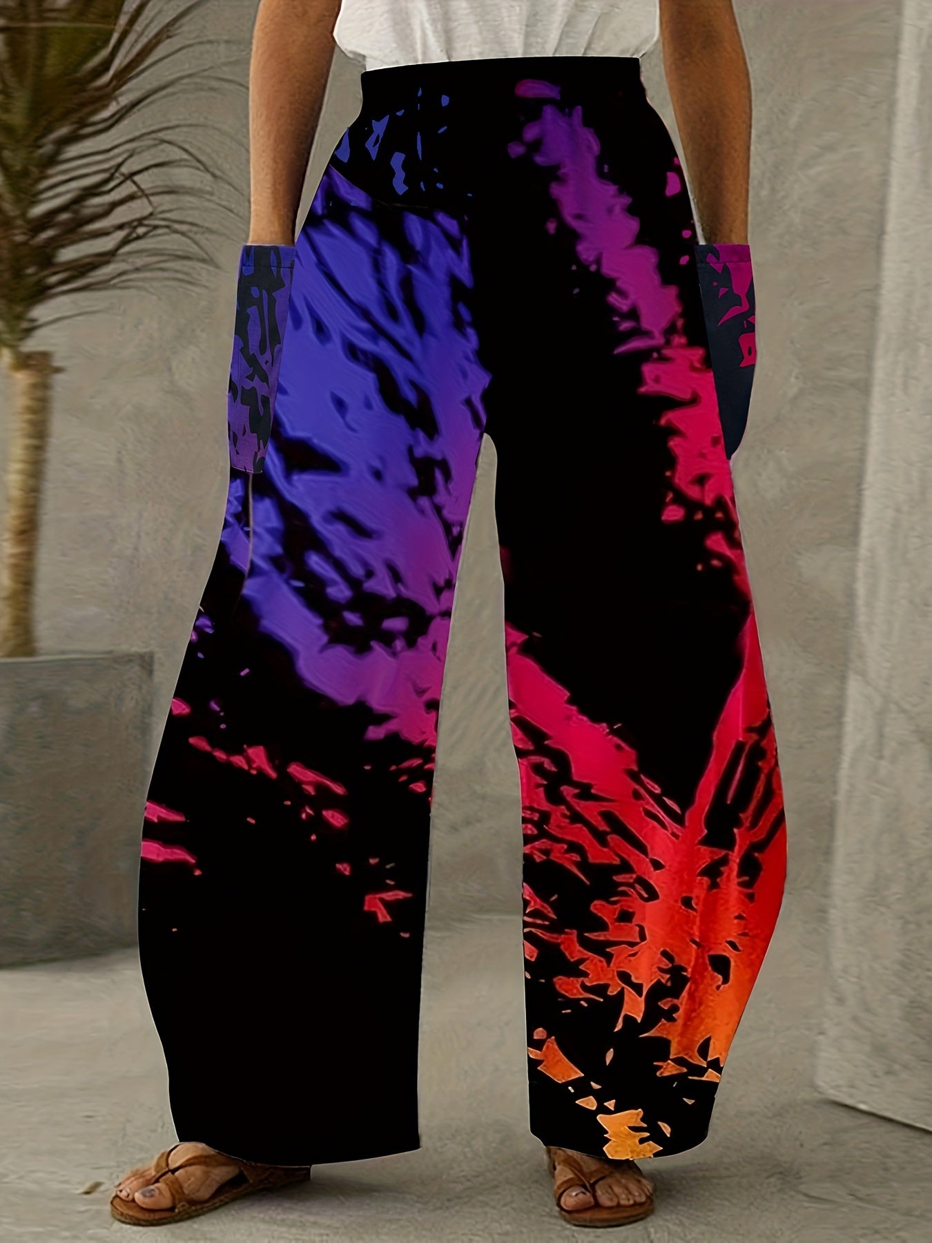  Tie Dye Wide Leg Pants With Pockets
