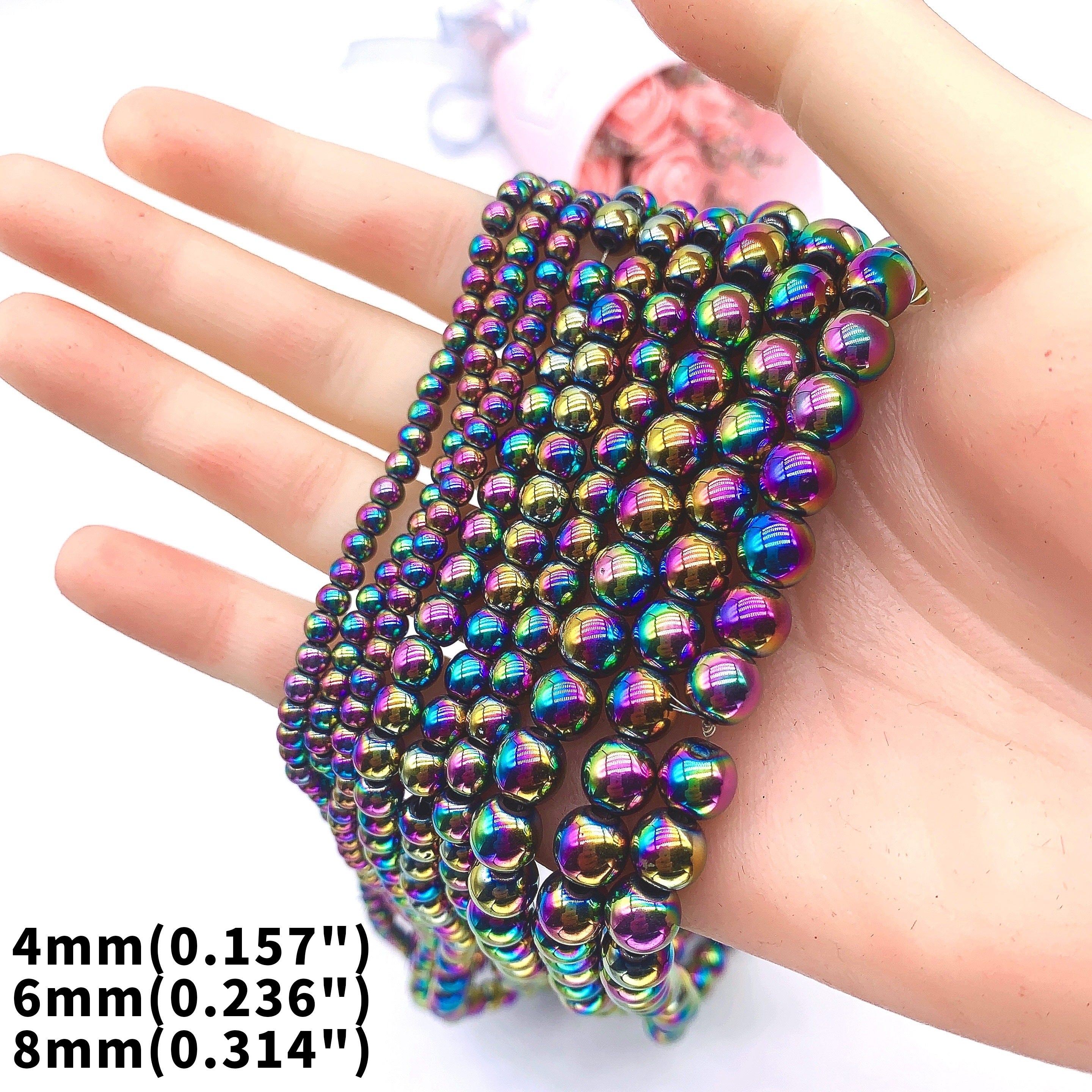 Natural Rainbow Hematite Beads Spacer Beads for DIY Bracelet Jewelry Making