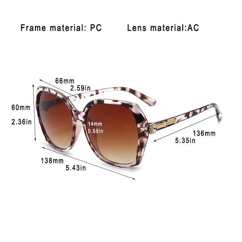 Vintage Oversized Square Sunglasses Transparent Gradient Classic Eyeglasses