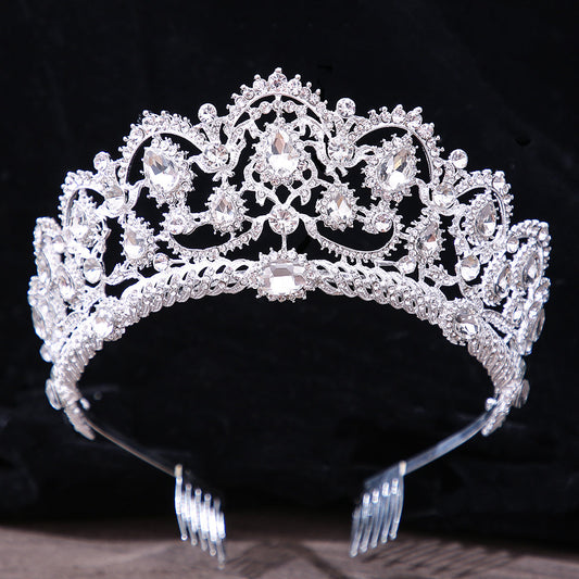 Emerald Crystal Crown With Comb Bridal Wedding Headband For Brides