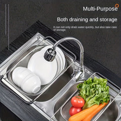 Adjustable Stainless Steel Sink Colander Fruit Vegetable Washing Basket