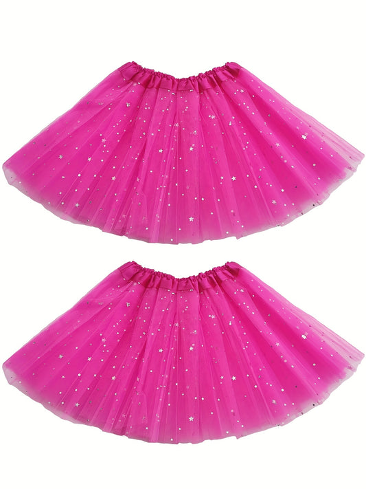 2pcs Girls Golden Stars Dancing Skirts Set for Kids Party