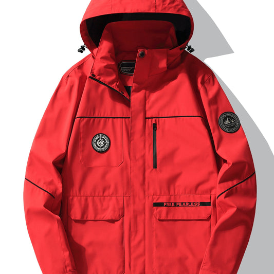Men's Hooded Windbreaker Jacket Large Pocket Warm Jacket For Winter