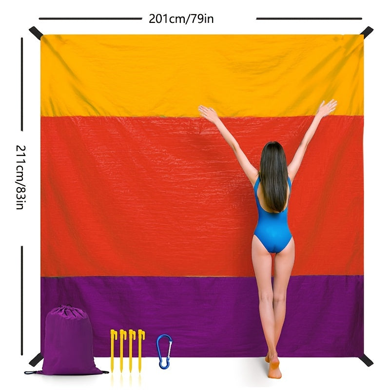 Waterproof Pocket Beach Blanket Portable Foldable Nylon Mat For Camping