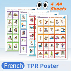 TPR French Learning Posters: 100 Key Phrases & Images - Kids & Beginners