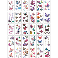 30 Sheets Waterproof 3D Butterfly Temporary Tattoo Stickers for Women and Men