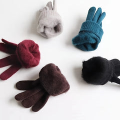 Solid Knit Thermal Gloves for Autumn & Winter