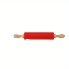Silicone & Wood Rolling Pin Non Stick Dough Roller Kitchen Utensil