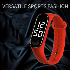 Girls Sports Digital Watch LED Oval Electronic Silicon Strap