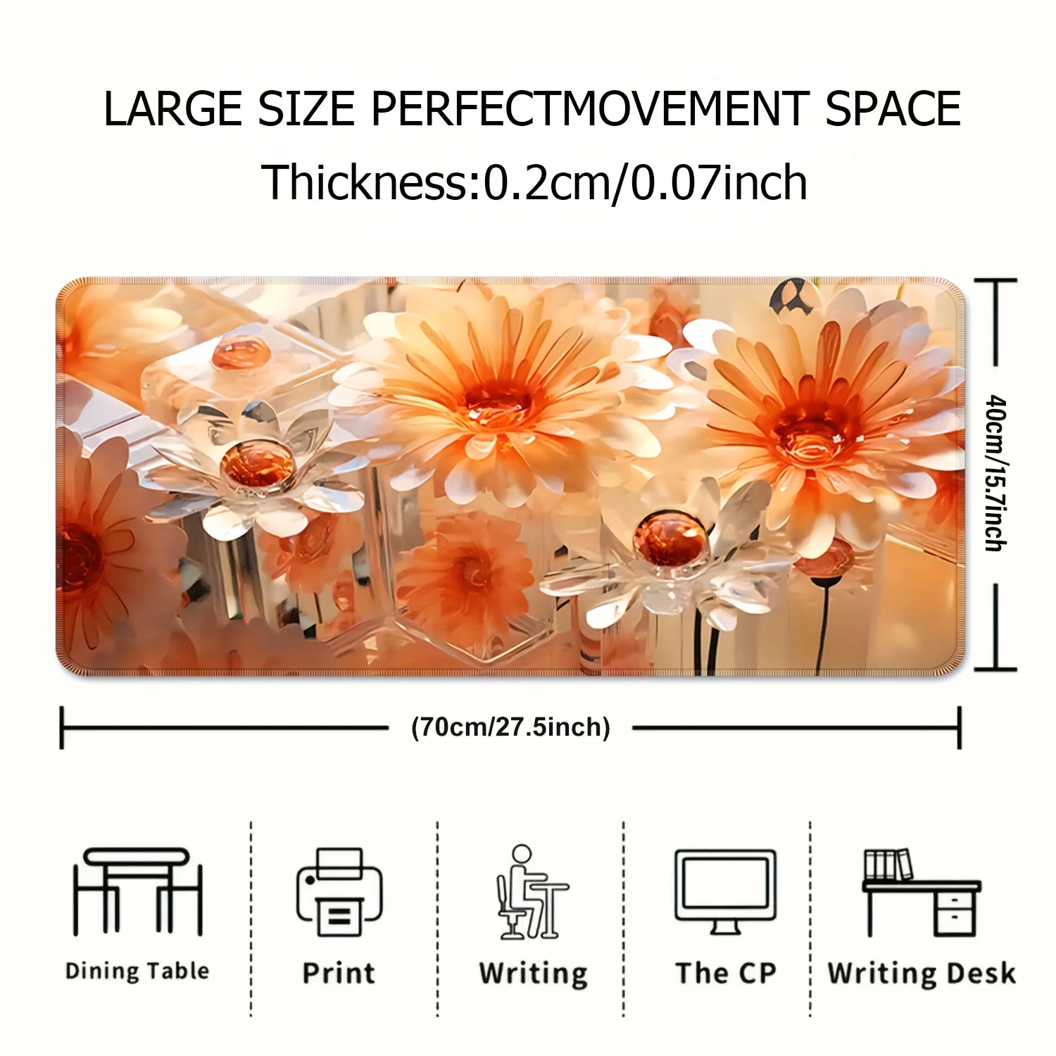 Flower Large Mousepad Natural Rubber Anti Slip Office Mouse Pad