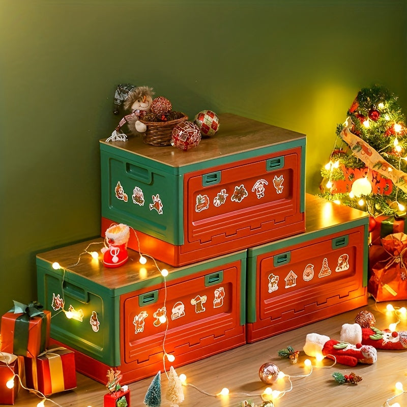 Christmas Storage Box Handles Stackable Basket Durable Container