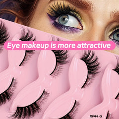 5 Pairs Fox Eye Lashes Natural Winged End Thick Eyelashes