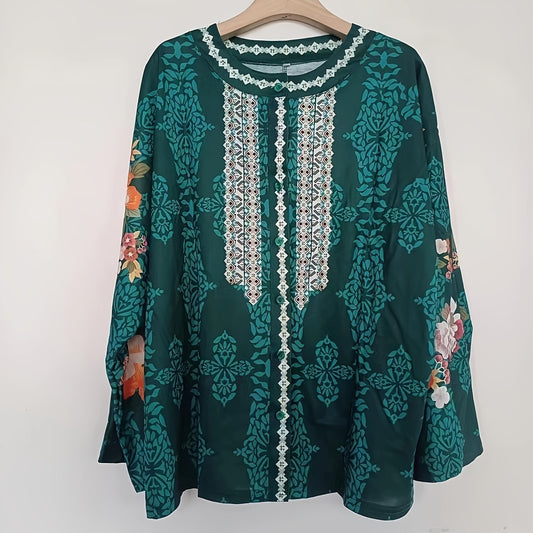 Floral Print Button Up Boho Blouse