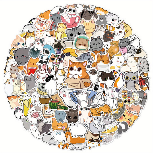 100pcs Cartoon Cat Stickers for Luggage Phone Case Helmet Skateboard