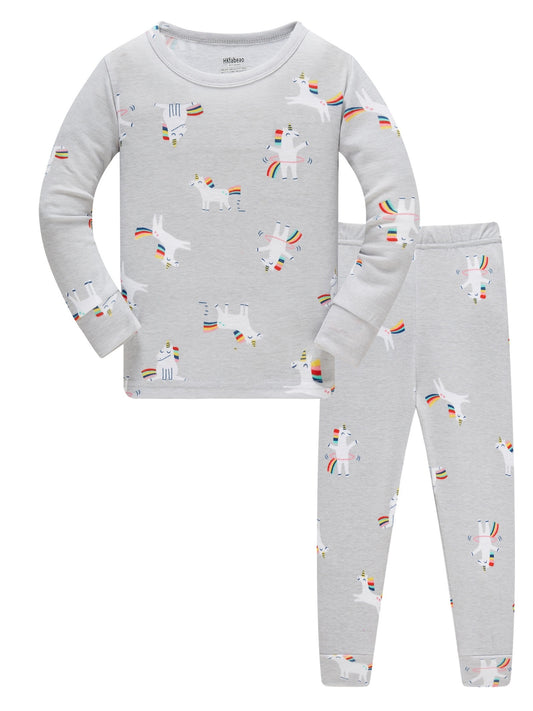 Kid's Unicorn Pajamas Set Long Sleeve Top & Pants, Cloud Star Print Loungewear