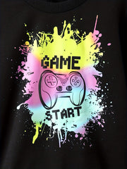 Boy's GAME START 2pc Sweatshirt & Sweatpants Set Paint Splash Gamepad