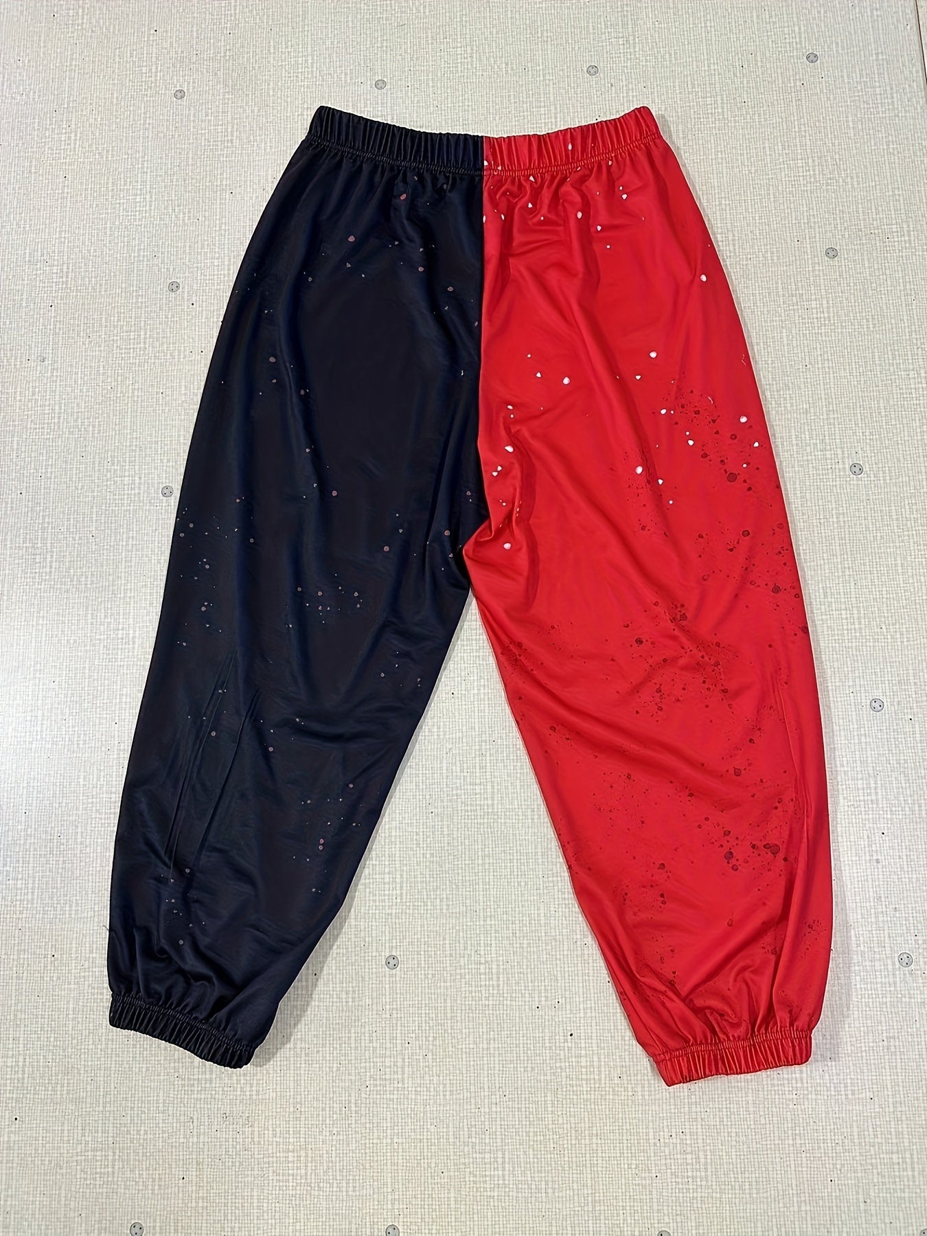  Colorblock Funny Face Print High Rise Joggers