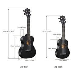 21 23 Inch Basswood Ukulele Bundle Bag Tuner Pick Capo Strap S