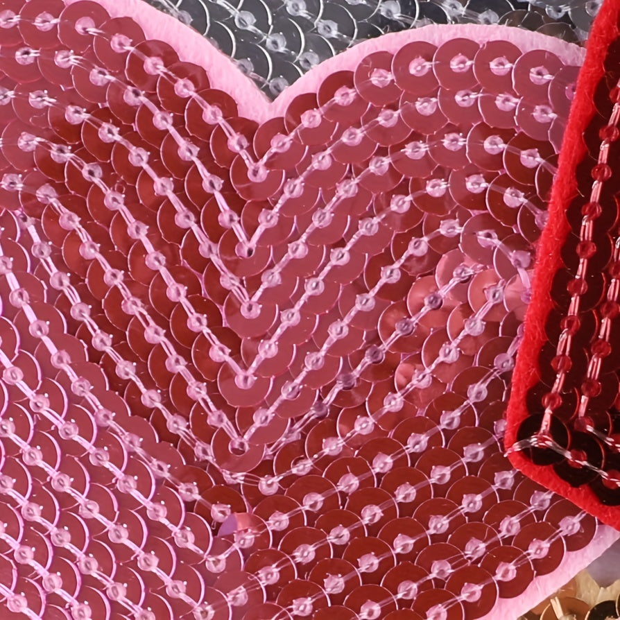 5pcs Sequin Love Embroidery Patches For Girls Clothing DIY Ironing Stickers