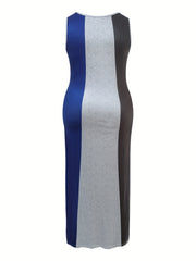  Colorblock Maxi Tank Dress