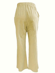  Solid Wide Leg Trousers With Pockets