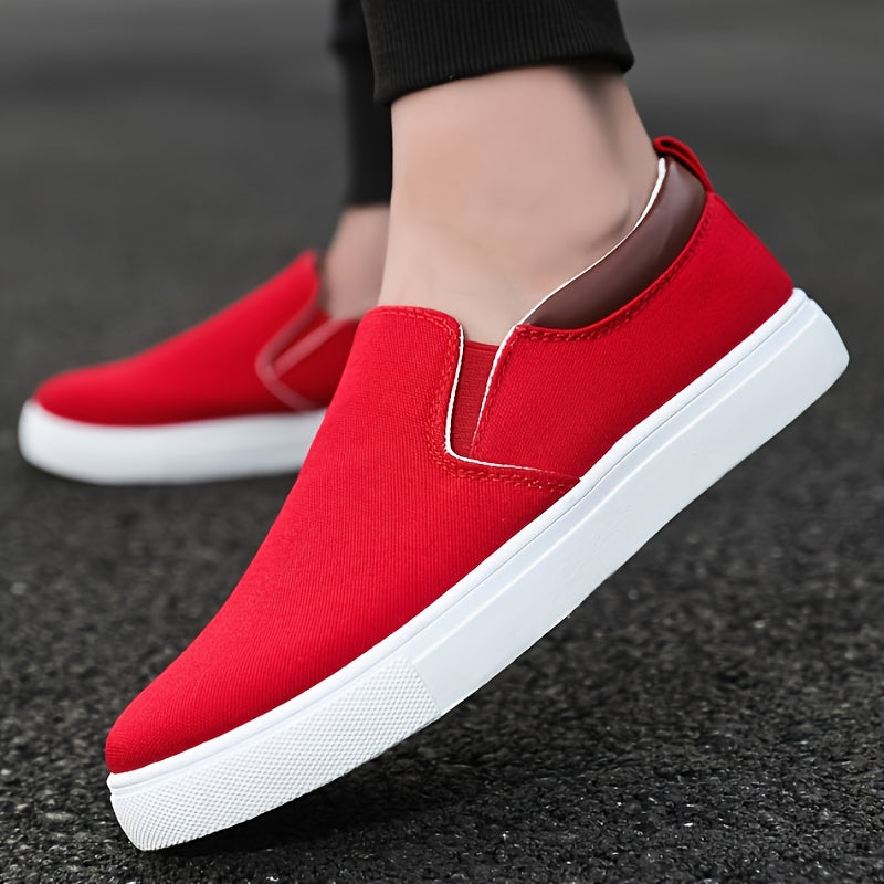 Men's Canvas Slip On Sneakers Loafers Khaki Grey