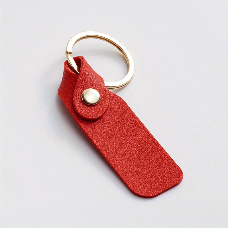 Men's PU Leather Blank Rectangle Keychain DIY Laser Engraving Gift