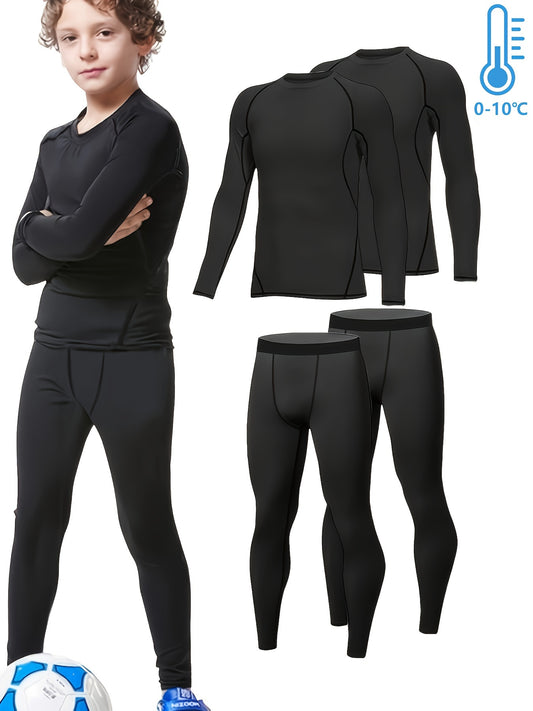 HOPLYNN Compression Long Sleeve Top & Pants Set for Kids