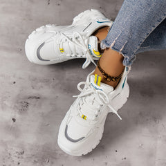 Women's Hidden Heel Lace-up Platform Sneakers Non-slip Casual Shoes