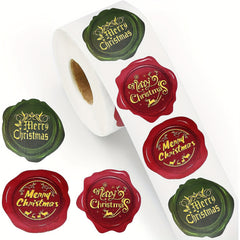 500 Christmas Stickers Roll - Holiday Greeting Sealing Gift Stamp Shape