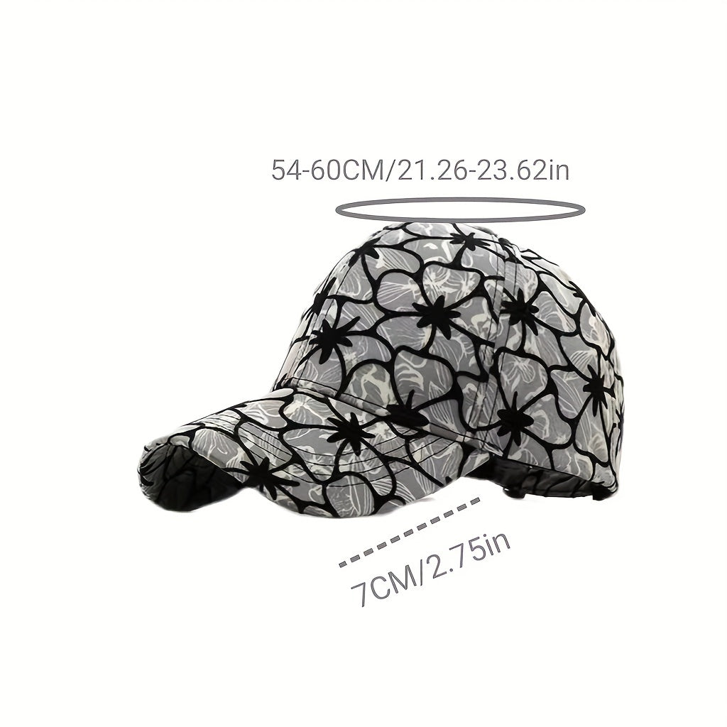 Flower Pattern Baseball Cap Lightweight Sun Hat Adjustable Dad Ha