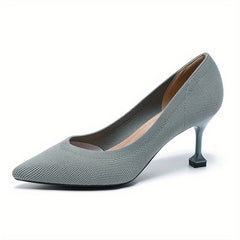 Women's Knitted Pointed Toe High Heels Slip On Stiletto Heels Dress Pumps