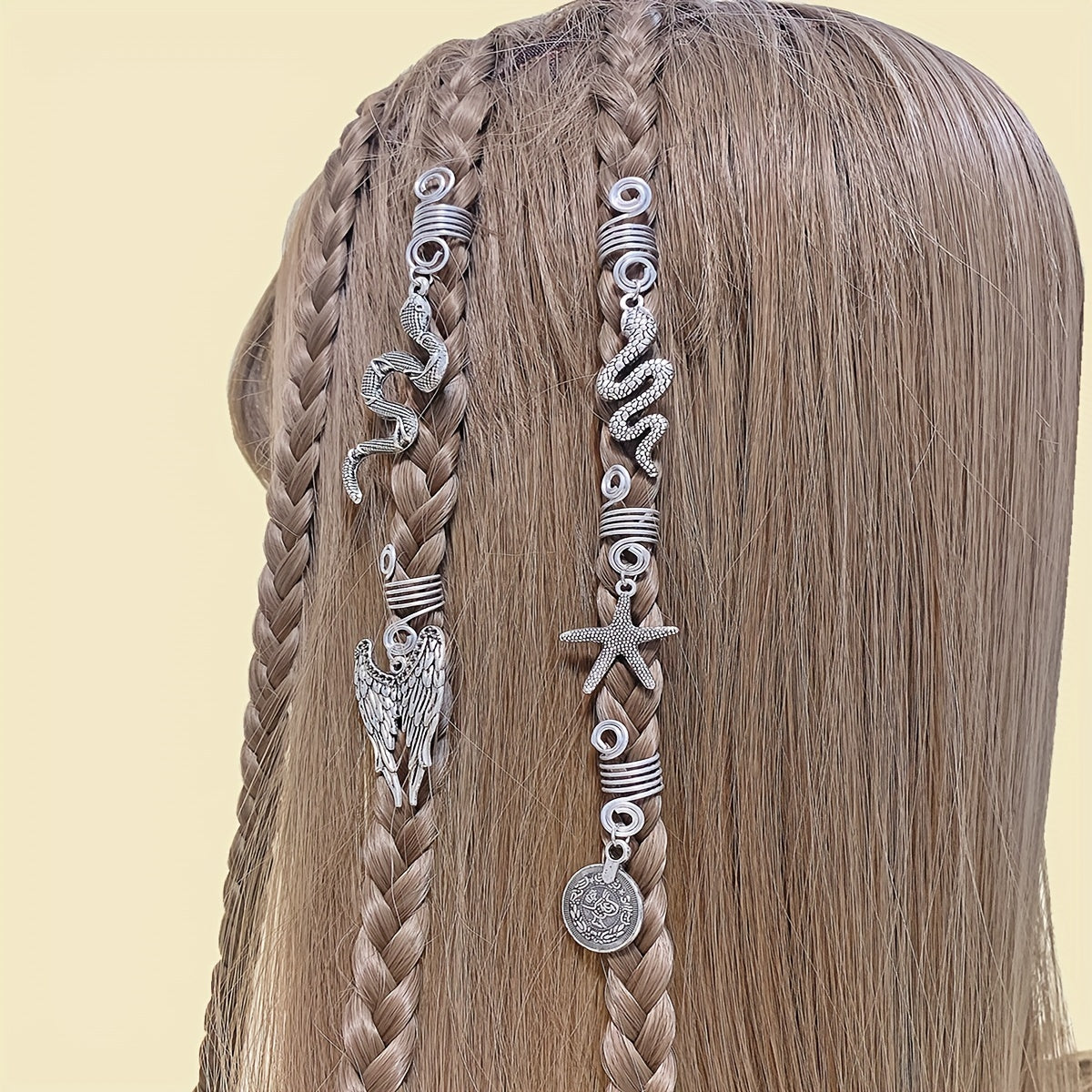 Metal Animal Tassel Hair Ring for Braids Women Girls Men