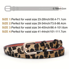Leopard Print Thin Belt Classic Pin Buckle PU Leather Jeans Pants Belt